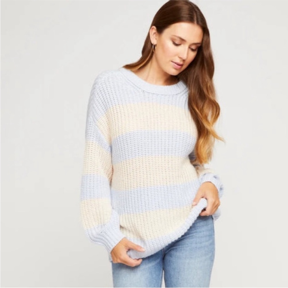 Gentle Fawn Striped Blue and Cream Women's Sweater